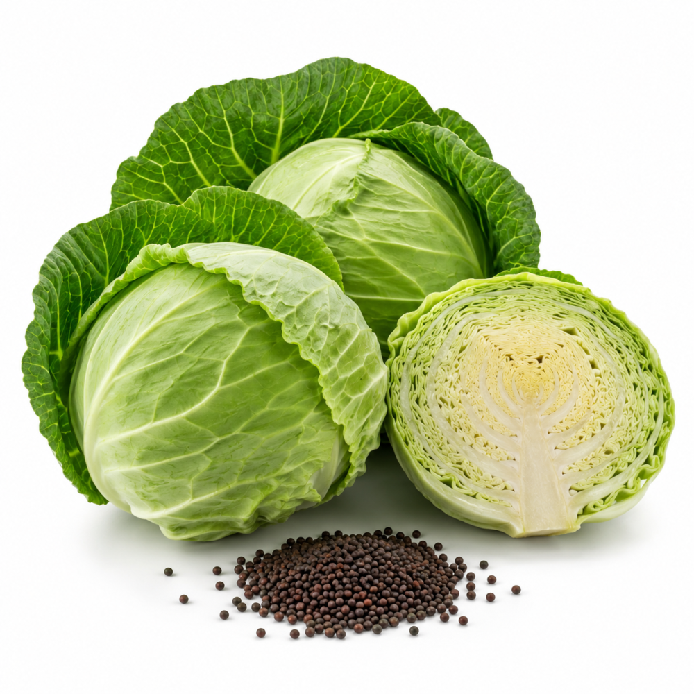Cabbage Seeds – Green, Medium Round for Home Gardens | 180 Seeds