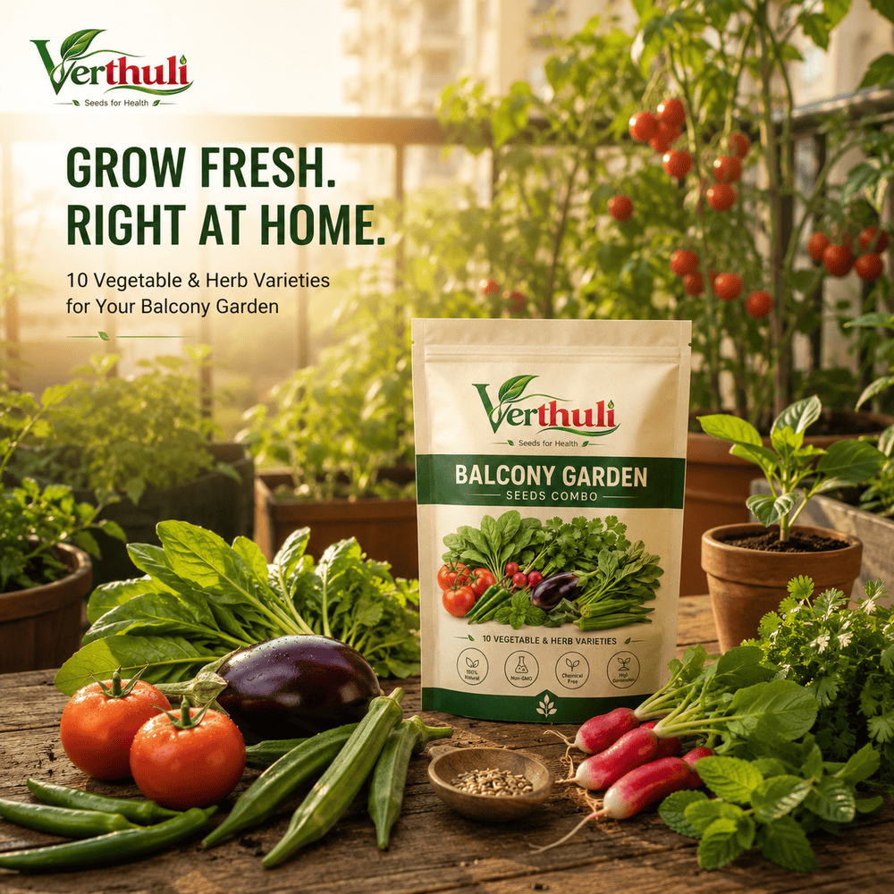 Balcony Garden Combo – 10 Vegetable & Herb Seed Varieties for Home